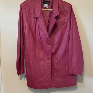 Vintage Via Accenti  Pink 100% Leather Jacket. Size XL/1X